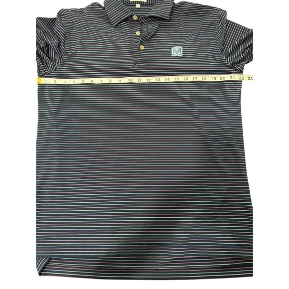 Peter Millar Summer Comfort Polo Navy Striped Shirt Logo Golf Mens Size M - Picture 4 of 7